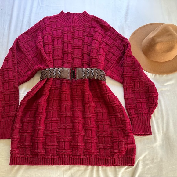 VINTAGE OVERSIZED PINK 1980S KNIT SWEATER XL - Picture 10 of 11